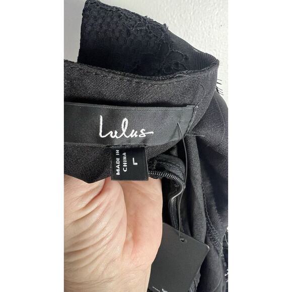 Lulu’s Desirably Dramatic Black Lace CutOut Size Large Event MIDI Dress NEW - Picture 12 of 15